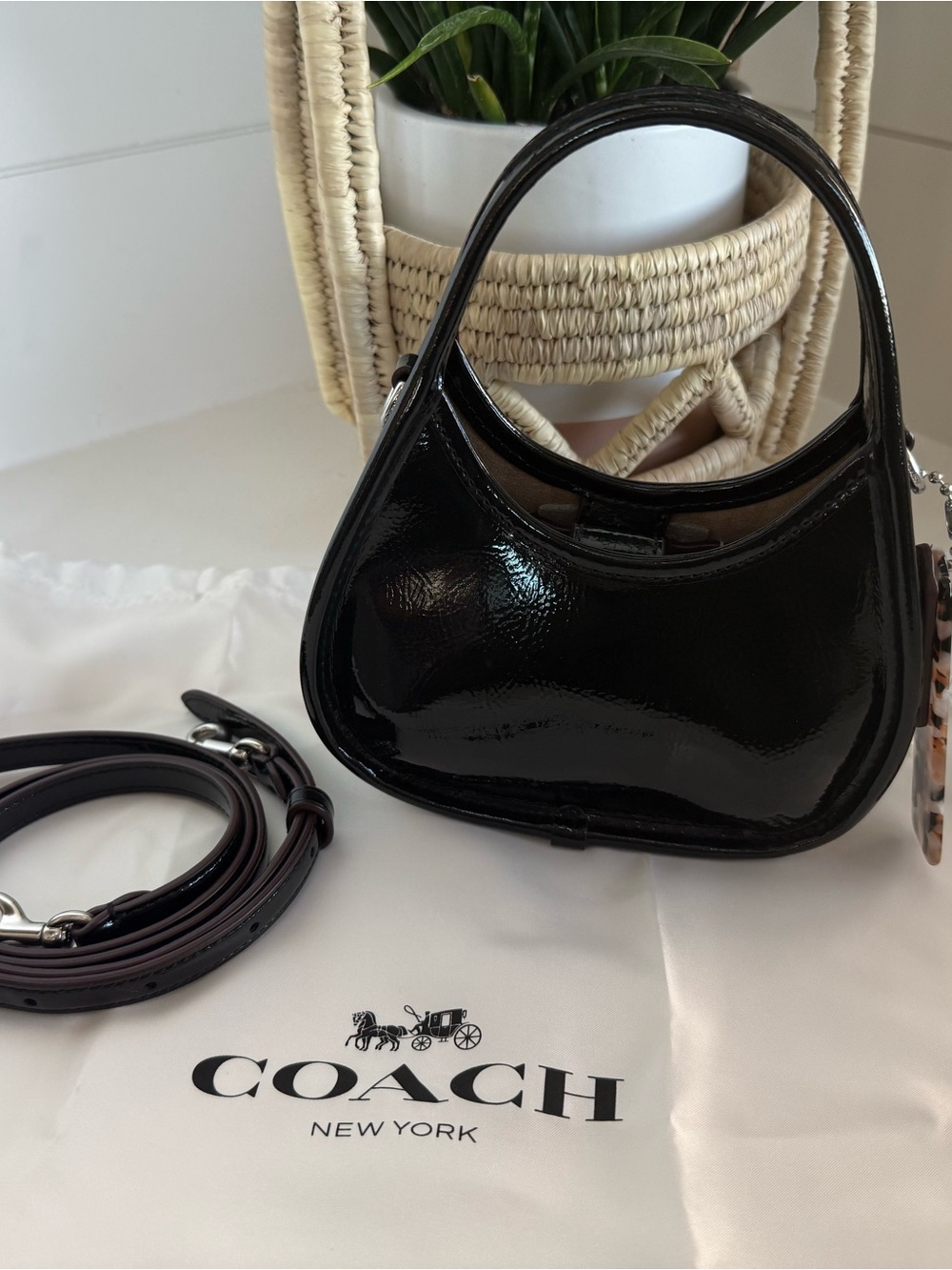 COACH Black Patent Leather Mini Ergo (with Resin Hangtag 🖤)